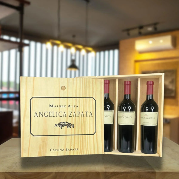 Kit 4 Vinhos Angélica Zapata Malbec Alta Caixa de Madeira