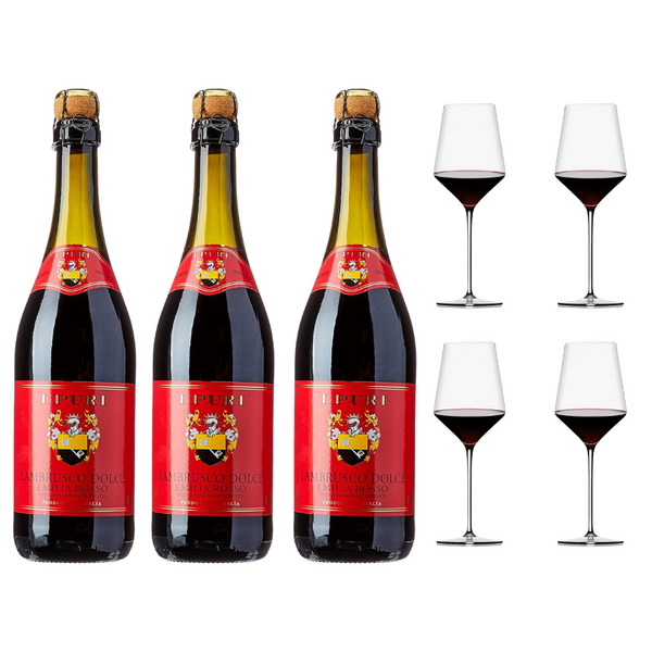 Compre 3 I Puri Vinho Italiano Lambrusco Tinto 750Ml e ganhe 4 Taças Falerno